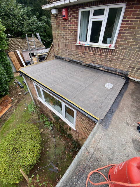GRP fibreglass flat roof installation in Erith with seamless waterproof finish and 25+ year life expectancy