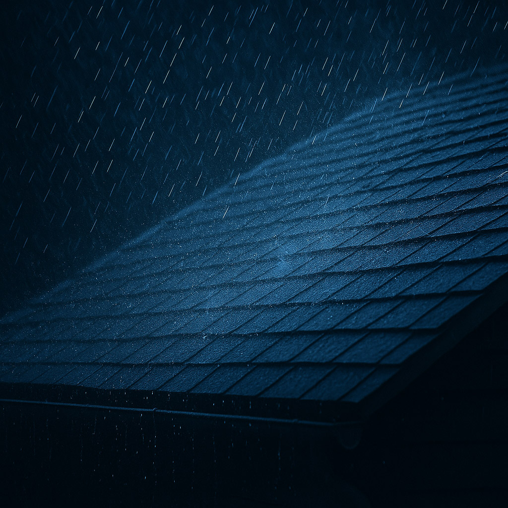 Heavy rain on roof tiles - winter roof preparation and maintenance