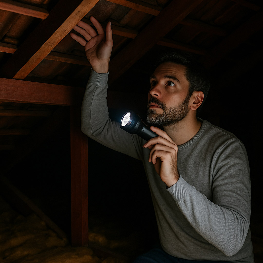 Professional roof inspection checking for leaks and damage